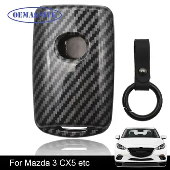 OEMASSİVE Araba Uzaktan Karbon Fiber Anahtar Kabuk Durumda Fob Kapak Tutucu Mazda 3 İçin Alexa CX4 CX5 CX8 2019 3 Düğme Oto Yedek