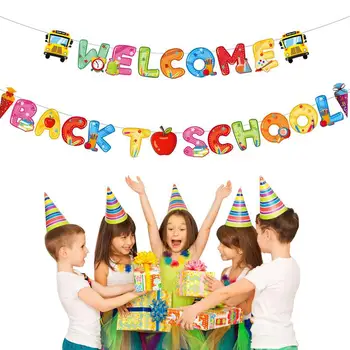 Okula dönüş Cupcake Toppers İlk Günü Okul Sınıf Bayrakları Yeniden Kullanılabilir Okul Açılış Töreni Sınıf Asmak Dekor İçin