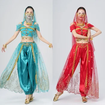 Oryantal dans Yeni Hint Dans Performansı Kostüm Prenses Yasemin Egzotik Saray Tarzı Sahne Performansı Kostüm Kadın Yetişkin