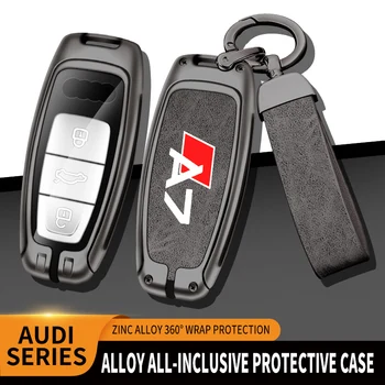 Otomatik TPU Çinko Alaşım Anahtar Kutusu Çantası Audi A6 A7 P8 S Hattı Logo Araba Anahtarlık Araba Metal Anahtar Kabuk İç Dekorasyon Aksesuarları