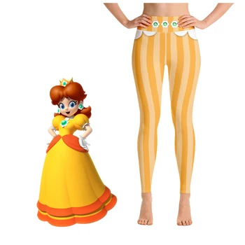 Oyun Prenses Papatya Cosplay Kostüm 3D Baskılı Pantolon Tayt Papatya Elastik spor pantolon Kadın Cadılar Bayramı Karnaval Yoga Pantolon