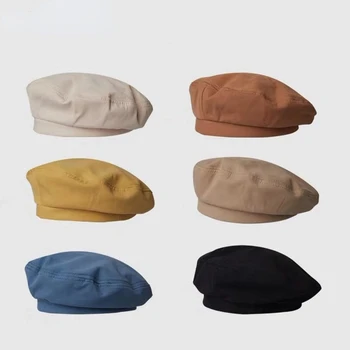 Pamuk Kadın Bere İnce Nefes Şapkalar Vintage Fransız Askeri Kap Ressam Şapka 2023 Yaz Sokak Kızlar Sekizgen Bere Kapaklar