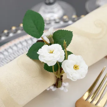 PEANDIM Batı Minimalist yapay çiçek Peçete Toka Restoran Otel Peçete Halkası Düğün Parti masa süsü Peçete Tutucu