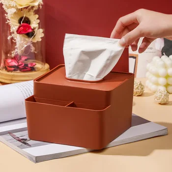 Plastik Çok fonksiyonlu Doku Kutusu Ev Ofis Masaüstü Depolama Kare Kağıt Çekmece Ev Araba kağıt peçete dağıtıcısı
