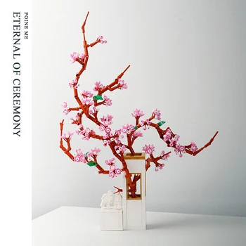 Poine Bana Sakura Bitki Dekor Yapı Taşları Setleri Çiçek Botanik Bonsai Décor Koleksiyonu Yapı Taşları Oyuncak Hediye Kadınlar İçin