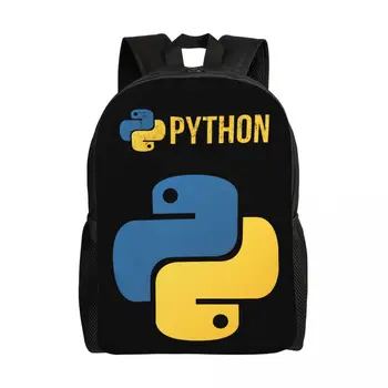 Python Programcı Laptop Sırt Çantası Kadın Erkek Moda Bookbag Okul Üniversite Öğrencileri Sıkıntılı Geliştirici Çantası