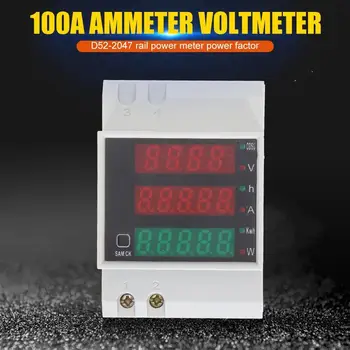 Ray Tipi Dijital Ampermetre Voltmetre Güç Ölçer Gerilim akım test cihazı Voltmetre