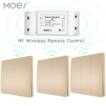 RF433Mhz akıllı itme kablosuz anahtarı ışık uzaktan kumanda alıcısı, duvar paneli verici.