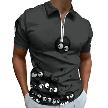 Ruhların Kaçışı Rahat polo gömlekler Kurum Saldırı Baskı T-Shirt Erkek Kısa Kollu Grafik Gömlek Yaz Retro Büyük Boy Giyim Hediye