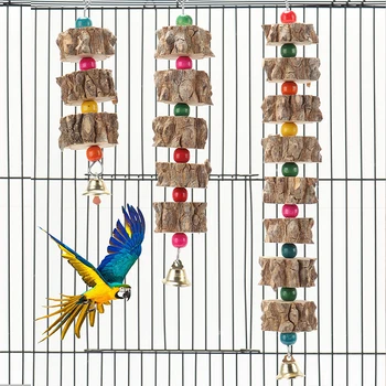 S/M / L Kuş Oyuncaklar Papağan Çiğnemek Bite Asılı Kafes Dekorasyon Gaga Taşlama Renkli Ahşap Oyuncak Çan Kuşlar Malzemeleri