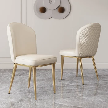 Salon İskandinav yemek sandalyeleri Accent Lüks Beyaz Ofis Modern Sandalye Deri Ziyafet Vanity Sillas Comedor Ev Mobilyaları SS50DC