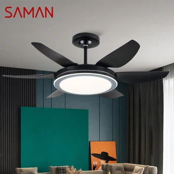 SAMAN fan ışık iskandinav LED ışıklı tavan fanı Modern Minimalist restoran, Oturma Odası, Yatak odası ticari elektrikli Fan