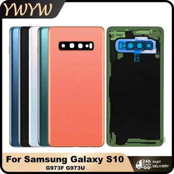 Samsung Galaxy S10 G973F G973U SM-G973 Pil arka kapak Arka cam kapi Konut Kamera Lens İle SAMSUNG S10