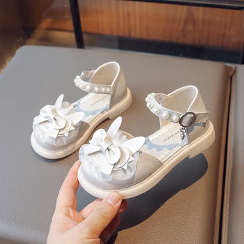 sandalias 2023 Kız Sandalet Yaz Yeni Sevimli Anti Kayma Ayakkabı Kızlar Yumuşak Taban Prenses rahat ayakkabılar Moda Pembe Dantel tek ayakkabı