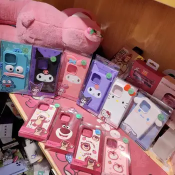Sanrio Silikon telefon kılıfı Kawaii Melodi Kuromi Ponpon Purin Hello Kitty İphone13 14 12 11 Pro Max X Max Xr Karikatür Kapak