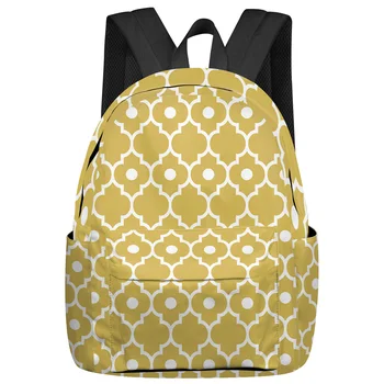Sarı Fas Geometrik Kadın Erkek Sırt Çantaları Su Geçirmez Seyahat okul öğrenci için sırt çantası Erkek Kız Dizüstü Kitap Paketi Mochilas