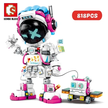 SEMBO BLOK Moda Oyun Alanı Astronot Modeli Yapı Taşı çocuk Bulmaca Oyuncak Dekorasyon Koleksiyonu Serin Tatil Hediye