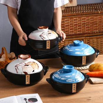 Seramik Güveç Kore Çorba ve kazan Güveç pişirme kapları Ocak tencere tava Ev Mutfak Malzemeleri Tencere Çömlek