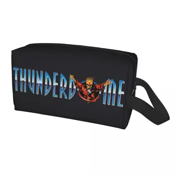 Seyahat Thunderdome Logo makyaj çantası Kawaii Hardcore Techno Ve Gabber Kozmetik Makyaj Organizatör Kadın Depolama Dopp Kiti Kutusu