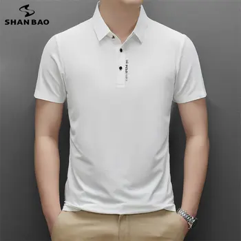 SHAN BAO Marka Yüksek Kalite Yaz Klasik Saf Renk Rahat Kısa Kollu Pamuklu POLO GÖMLEK Erkekler İnce Yumuşak Serin Giyim