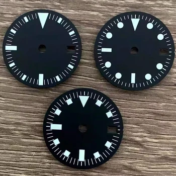 Siyah Beyaz / Turuncu 29mm vintage saat Dial, Yeşil Işıklı GMT Dial, NH34 hareket izleme Modifikasyon Aksesuarları
