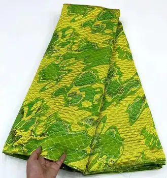 Son Fransız brokar dantel kumaş Yüksek kalite Afrika dantel kumaş 3D yeşil pullu nakış jakarlı Hint sari düğün elbise