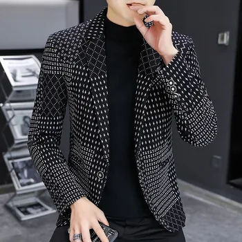 Sonbahar ve Kış Erkek Yeni Lüks Moda Kişilik Bir Düğme Suit Fit Eğlence Konfor İngiliz Moda Gençlik Blazer Ceket 3xl