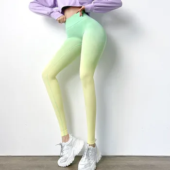 Spor salonu taytları Streç Spor Yoga Pantolon Degrade Renk Enerji Legging Kadınlar Egzersiz Spor Koşu Koşu Tayt