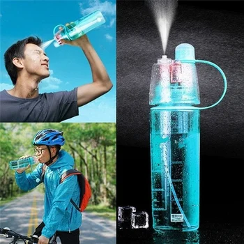 Spor sprey su bardağı plastik açık su ısıtıcısı soğutma suyu şişesi yaratıcı hediye sprey fincan 3 renk