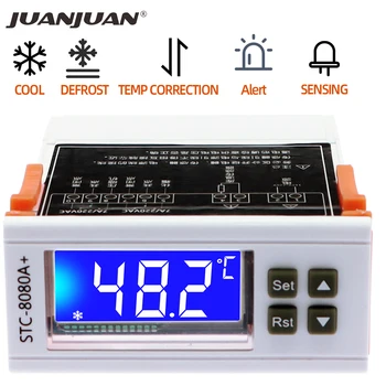 STC - 1000 8080A + Dijital sıcaklık kontrol cihazı 12V 24V 220V Otomatik Zamanlama Defrost Akıllı Termostat Alarm Fonksiyonu