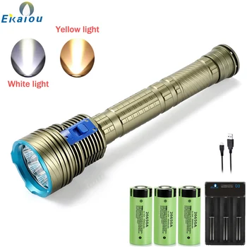 Su geçirmez 9 * XM-L2 Güçlü LED Sualtı Dalış El Feneri Taşınabilir Açık Kamp Lambası Spearfishing 26650 Torch