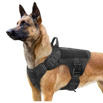 Taktik Köpek Koşum Askeri Pet Alman Çoban Pet eğitim yeleği Köpek Koşum ve Tasma Seti Küçük Orta Büyük Köpekler için