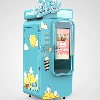 Tam Otomatik Yumuşak dondurma otomatı Makinesi Kredi Kartı Jetonlu dondurulmuş gıda otomatı