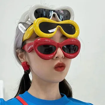 TANOXI Yeni Moda Stil Ins Parti Komik Gözlük Kadın Güneş Gözlüğü Cyberpunk güneş gözlüğü Marka Tasarımcısı oculos de sol güneş gözlüğü