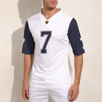 Tasarımınız Dallas No 7 Beyaz futbol formaları Yetişkinler Vintage Rugby Forması Spor Özelleştirme futbol tişörtü