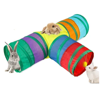 Tavşan Tünelleri ve Tüpler Katlanabilir 3 Yollu Tavşan Hideout Küçük Hayvan Aktivite Tünel Oyuncaklar Cüce Tavşanlar Bunny Kitty
