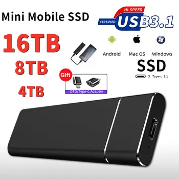 Taşınabilir Yüksek hızlı Harici 1TB Katı Hal Sürücü 500GB SSD Mobil depolama Aygıtı USB3.1 Sabit Disk Dizüstü Bilgisayar için Mikrobilgisayar