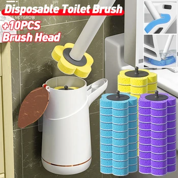 Tek kullanımlık Tuvalet 10x Fırça temizleme sıvısı Duvara Monte Temizleme Aracı Banyo Yedek Fırça Başlığı Wc Aksesuarları