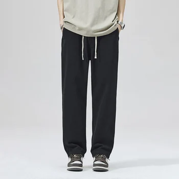 TFETTERS Sonbahar Erkekler rahat pantolon Baggy 2023 Yeni %100 % Pamuk Düz Renk Japonya Tarzı Moda Erkek Pantolon Rahat Turizm Erkek Giysileri