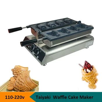 Ticari Elektrikli 4 adet Açık Ağız Balık Şekli Taiyaki Maker dondurma Koni Taiyaki Makinesi Waffle Koni Fırın Waffle Makinesi