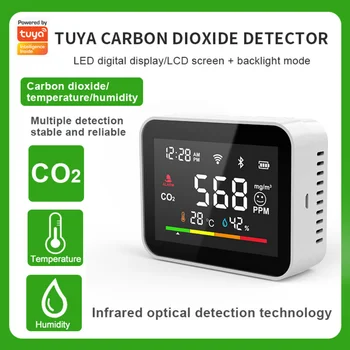 Tuya Hava Test Cihazı WiFi Sıcaklık Nem Sensörü Akıllı Karbon Dioksit Monitör Hava Kalitesi Ölçer CO2 Dedektörü USB Şarj
