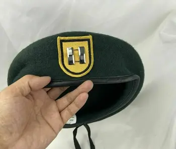 TÜM BOYUTLARI ABD Ordusu 1th Özel Kuvvetler Grubu SİYAHIMSI Yeşil YÜN Bere Subay Kaptan Rütbe Askeri Şapka Reenactment