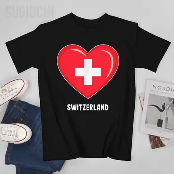 Unisex Erkekler İsviçre Bayrağı İsviçre Tshirt Tees O-Boyun T Shirt Kadın Erkek %100 % pamuklu tişört