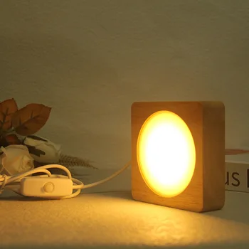 USB Ahşap ışık bazı Şarj Edilebilir Uzaktan Kumanda Ahşap LED gece lambası döner Ekran Standı Lamba Tutucu Lamba Tabanı Sanat Süsleme