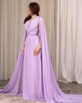 V Boyun Dökümlü Şifon Boncuklu Abiye Kadınlar için 2023 Şerit Lüks Parti Elbiseler Kadınlar Akşam
