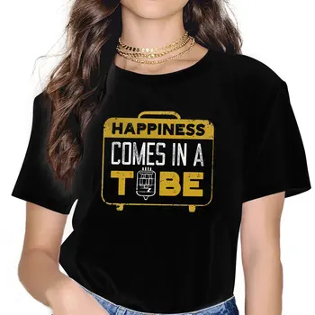 Vakumlu tüp Mutluluk Geliyor Bir Tüp Tshirt Grafik Kadın Üstleri Vintage Moda Fiber Harajuku Polyester T Shirt