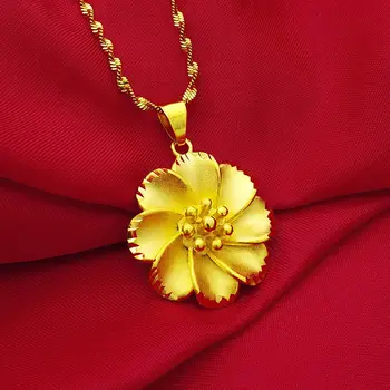 Vietnam Sert altın Krizantem kolye kolye Pirinç altın kaplama şakayık çiçek klavikula zincir kolye kolye tatil hediye