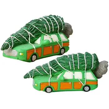 Vintage Pikap Yeşil Araba Noel İçin Reçine Yeşil Araba Noel Ağacı İle Yaratıcı Yeşil çiftlik arabası Ev Dekorasyon