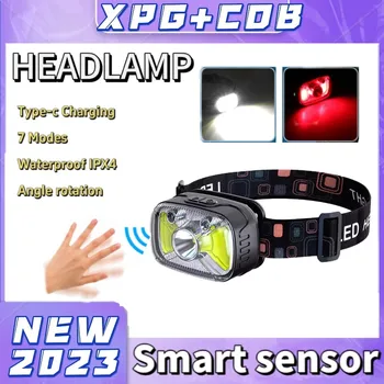 Vurgulamak LED Far Akıllı Sensör Far Açık Kamp Kafa Feneri USB şarj edilebilir kafa lambası XPG Güçlü Kafa Lambası