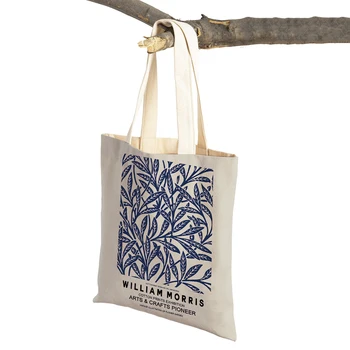 William Morris Mavi Botanik Seti alışveriş çantası Çocuk Hediye için Sevimli Hayvan Kız kadın büyük el çantası Çanta Süpermarket alışveriş çantaları